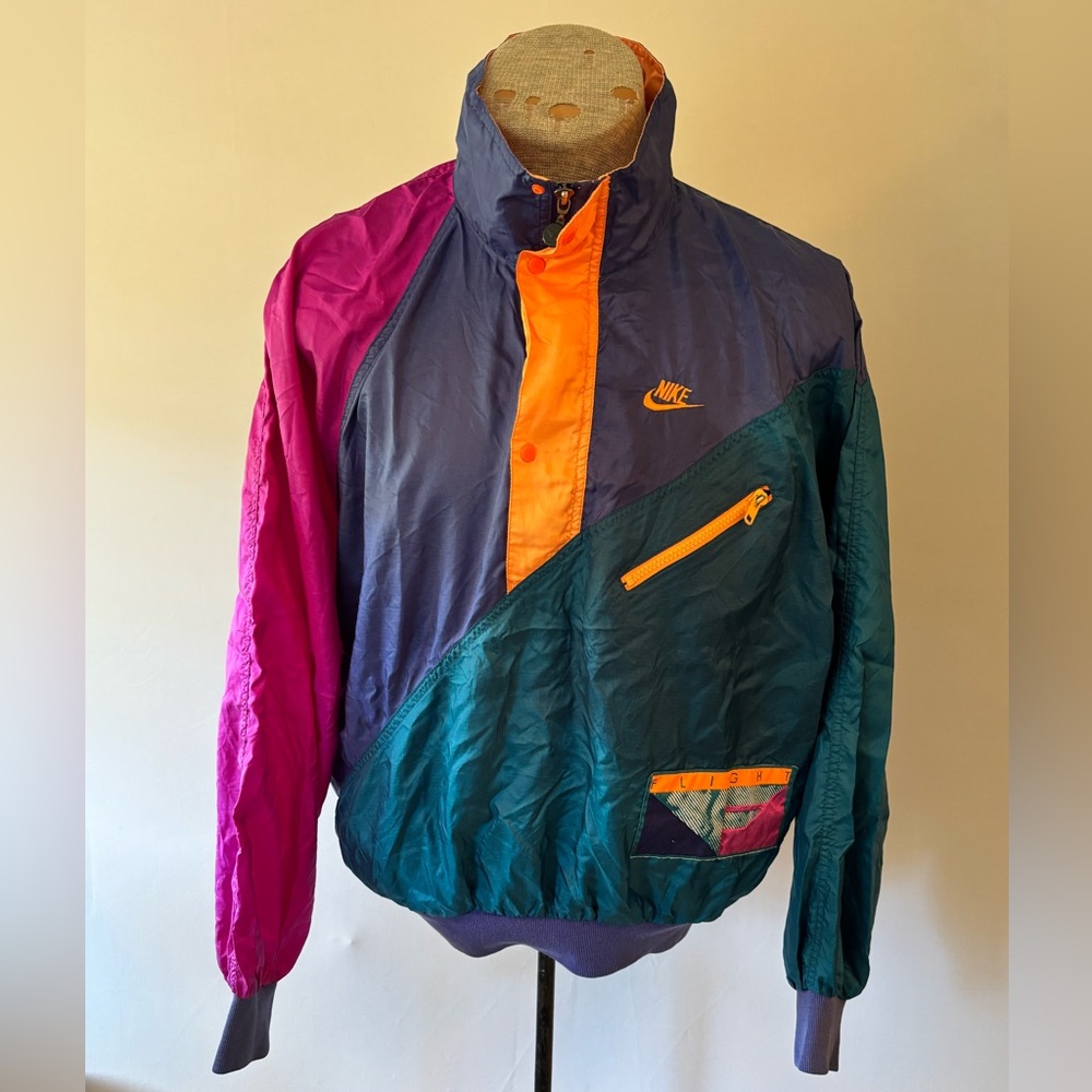 Nike Flight Vintage 1990’s Neon Colorblock Windbreaker Jacket. Men’s Med Wos XL.